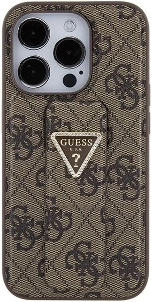 GUESS 4G Triangle Grip Back Case - iPhone 15 Pro Max - Bruin - afbeelding 6 van 6