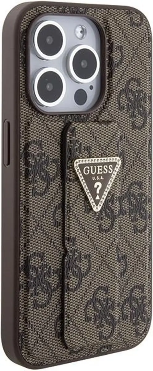 GUESS 4G Triangle Grip Back Case - iPhone 15 Pro Max - Bruin
