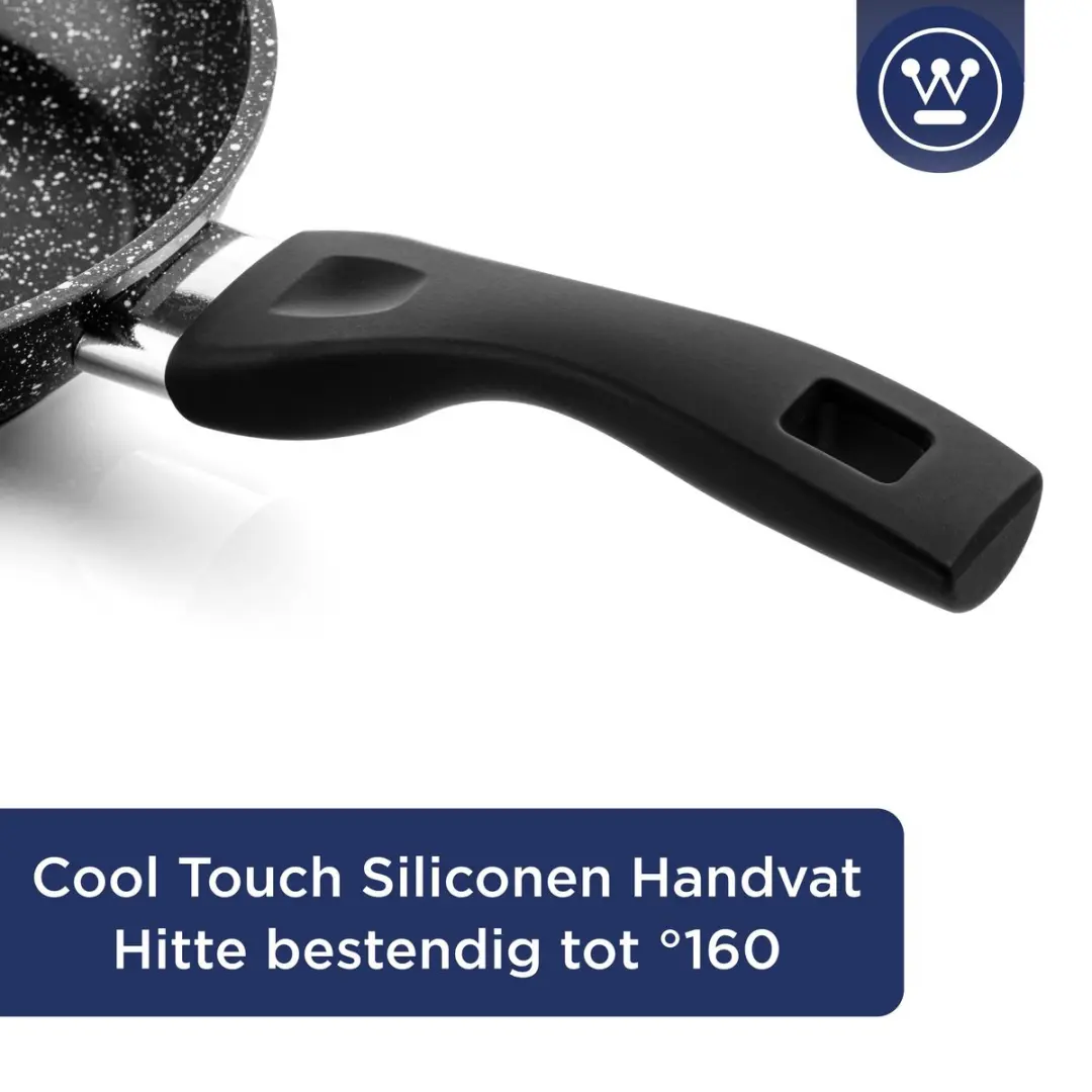 Westinghouse 2-delige Pannenset - Grillpan Ø28cm + Wokpan Ø30cm - Inductie - Zwart Marmer