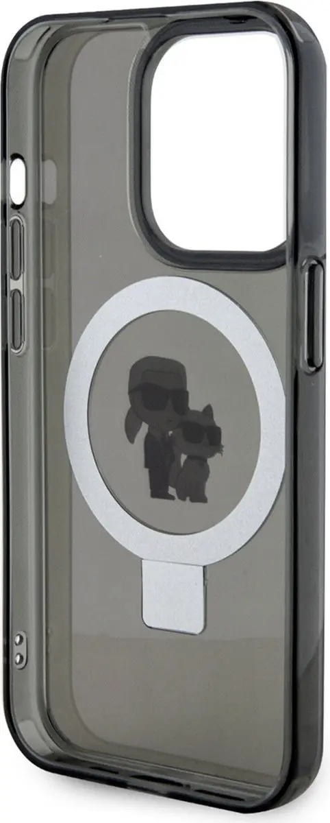 Karl Lagerfeld Ring Stand Karl & Choupette Hard Case Back Cover KLHMP15LHMRSKCK - Zwart