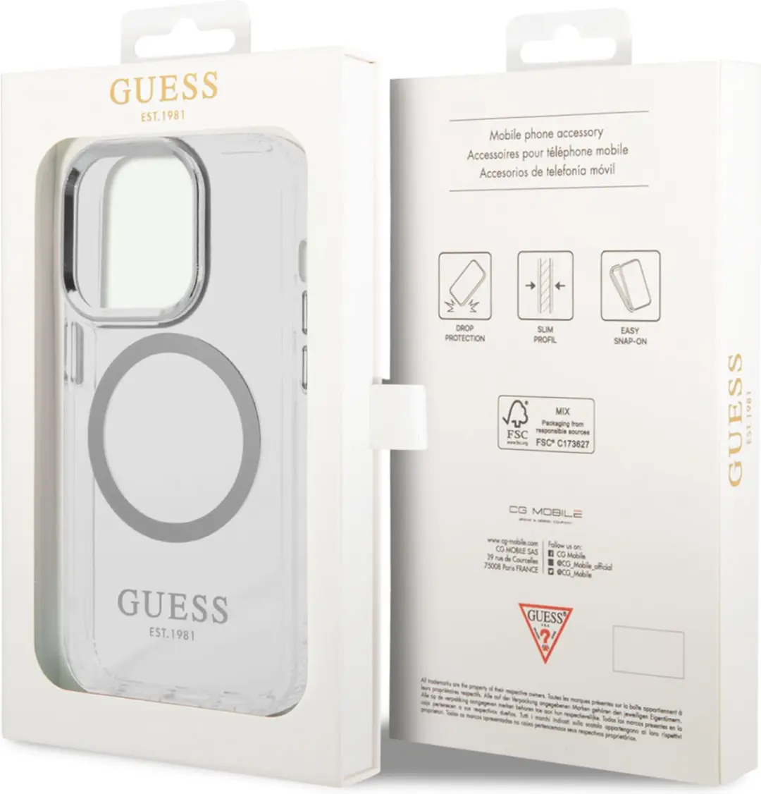 GUESS Translucent Back Case - iPhone 14 Pro Max - Zilver - MagSafe - afbeelding 6 van 6