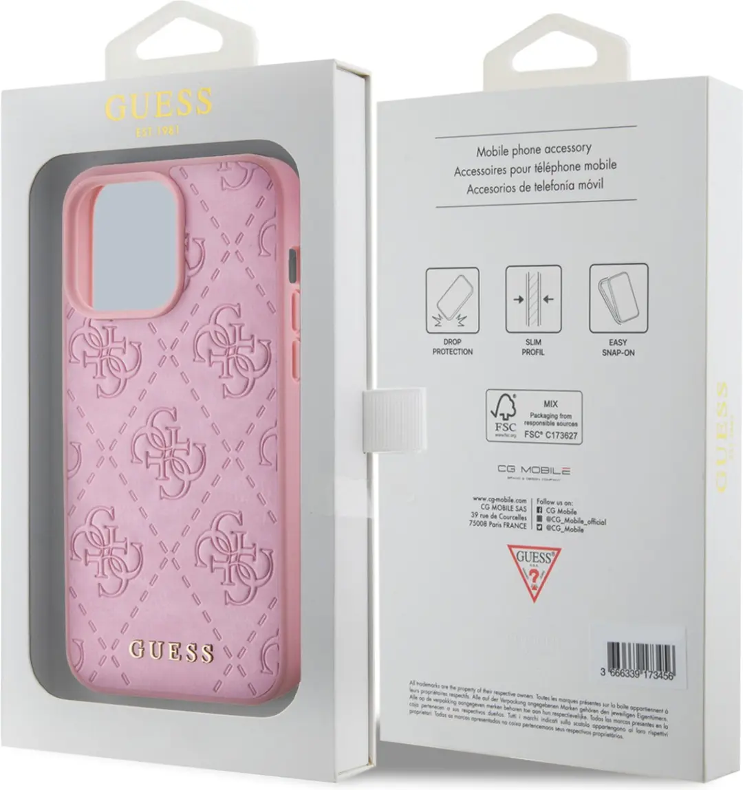 Guess 4G Stamped Hoesje - iPhone 15 Pro - Roze