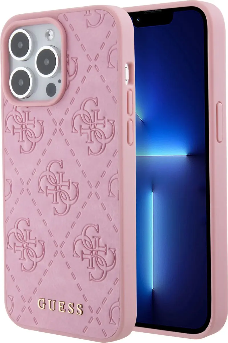 Guess 4G Stamped Hoesje - iPhone 15 Pro - Roze