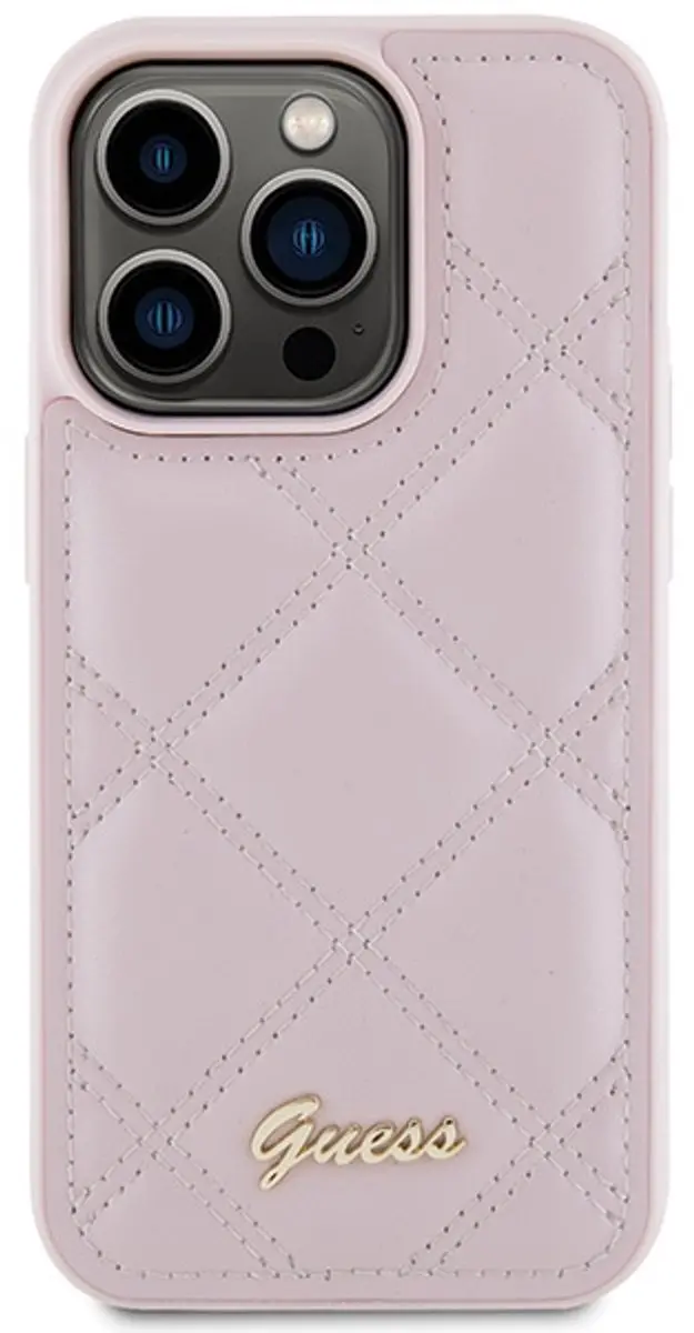 GUESS Quilted Metal Logo Hoesje - iPhone 15 Pro Max - Roze - afbeelding 6 van 6