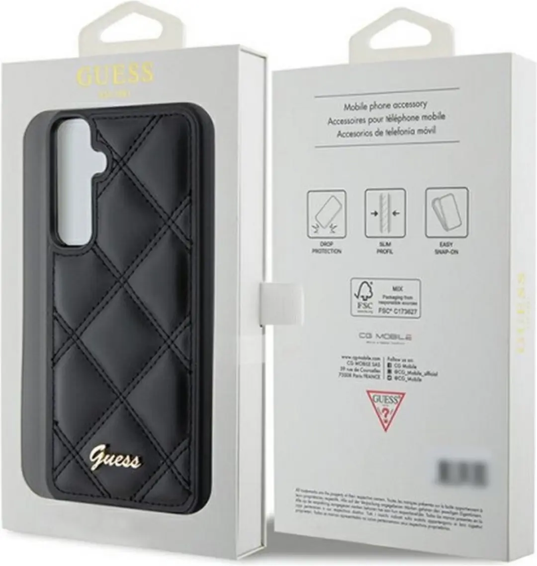 Guess Quilted Back Case Samsung Galaxy S23 FE - Zwart