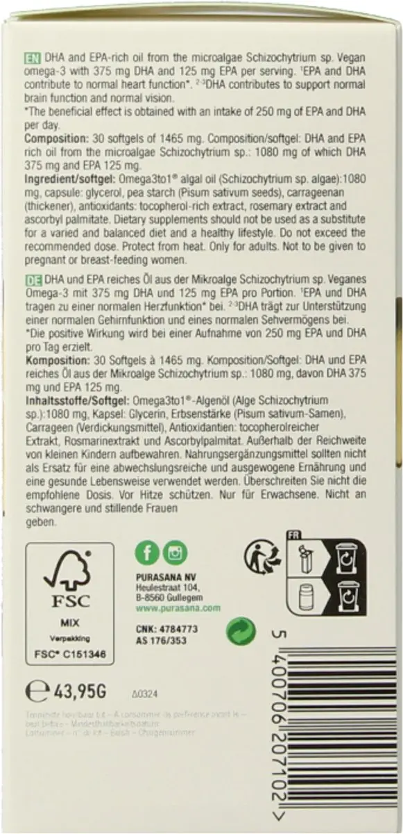 Purasana Vegan Omega-3 30 Softgels