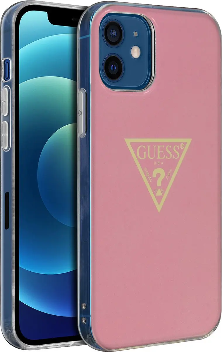Guess Metallic Effect Hoesje iPhone 12 Mini - Roze