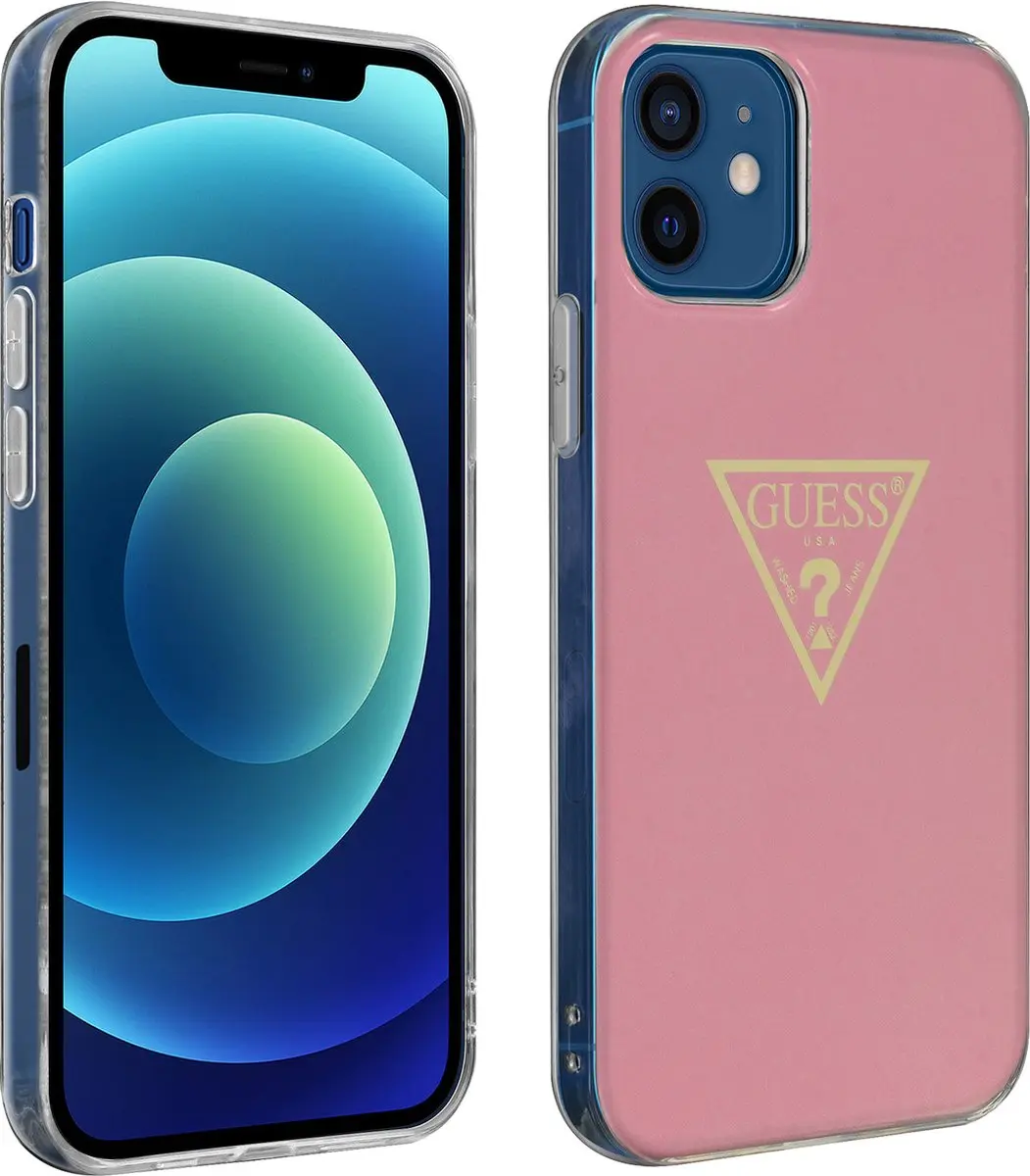 Guess Metallic Effect Hoesje iPhone 12 Mini - Roze