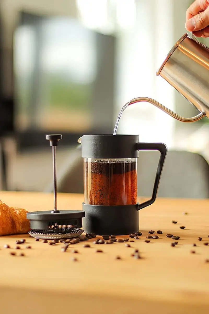 Milu French Press Koffiemaker 1L - Zwart - 5 Stuks