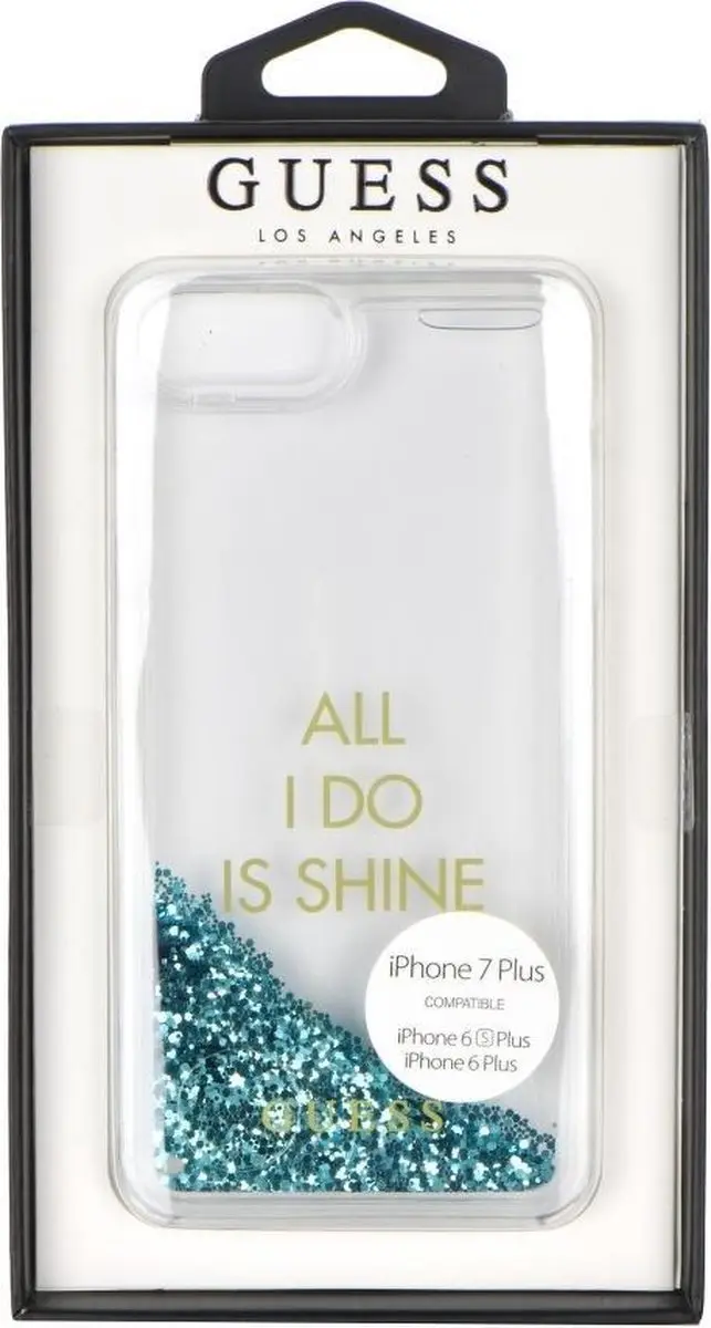 Guess Liquid Glitter Shine Case iPhone 7 Plus - Blauw