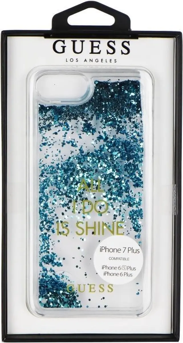 Guess Liquid Glitter Shine Case iPhone 7 Plus - Blauw