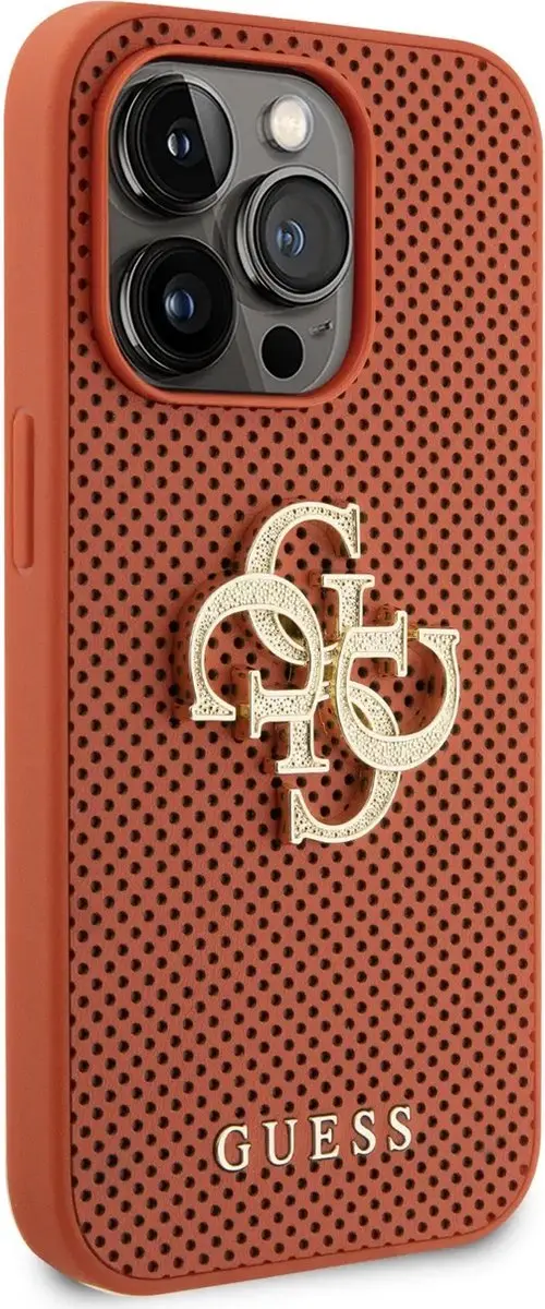 GUESS Perforated PU Leather Hoesje - iPhone 15 Pro Max - Oranje