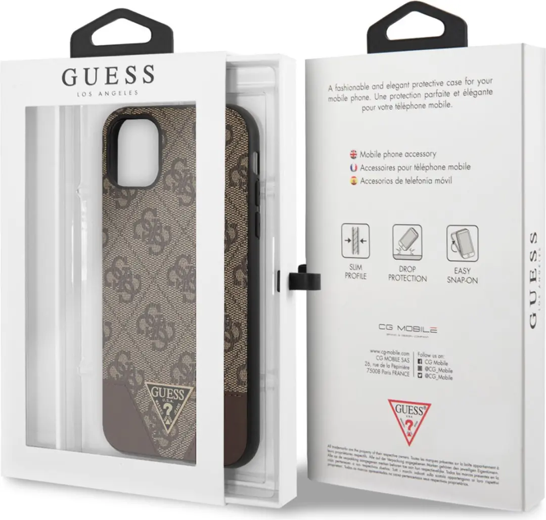 GUESS iPhone 11/XR Backcase - Effen Bruin Kunstleer