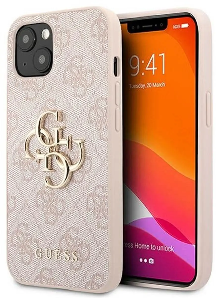 GUESS iPhone 13 Hoesje - Roze Kunstleer - MagSafe