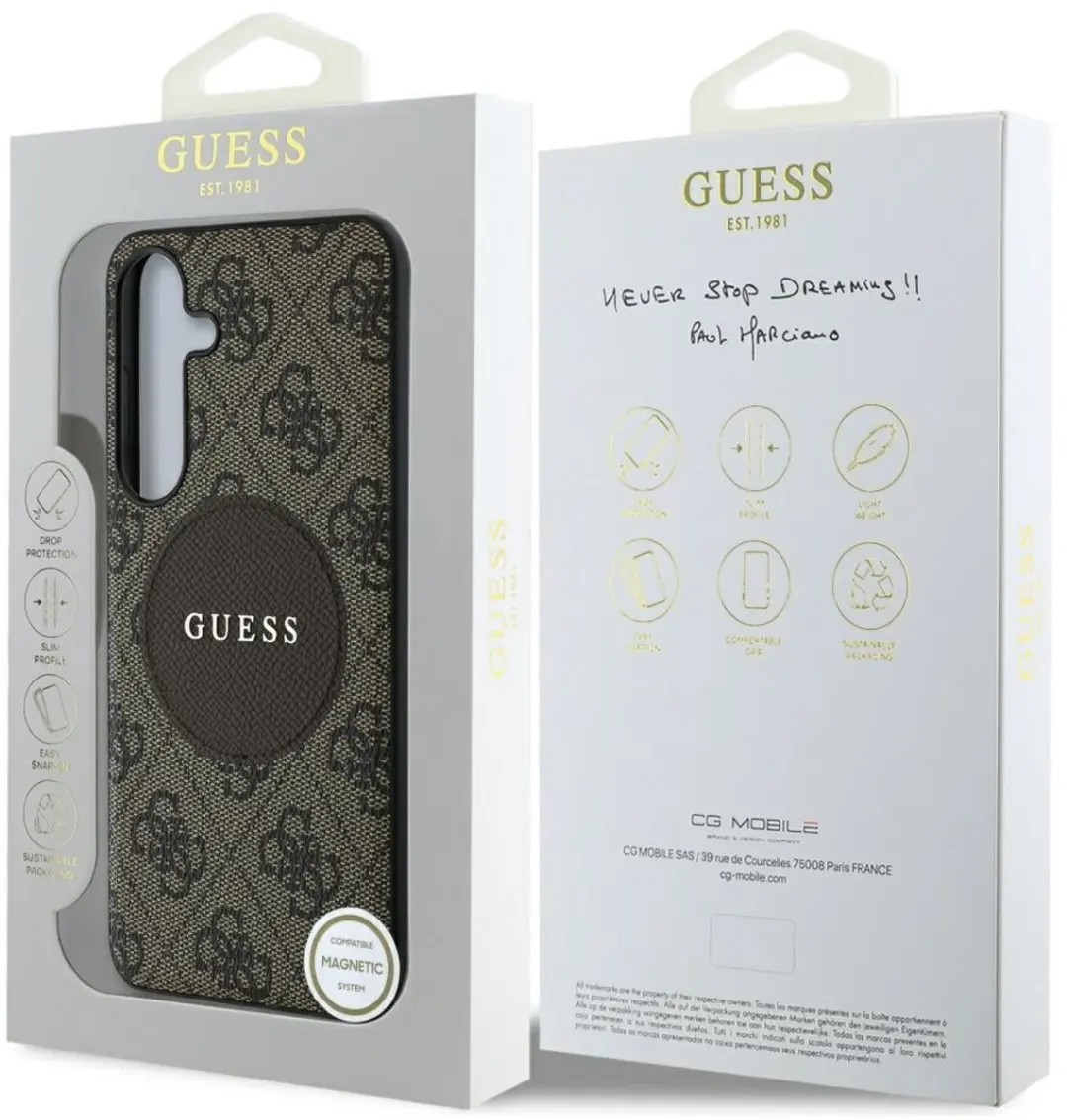 Guess 4G Ring Cirkel Logo Hoesje - Samsung Galaxy S25 Plus - Bruin