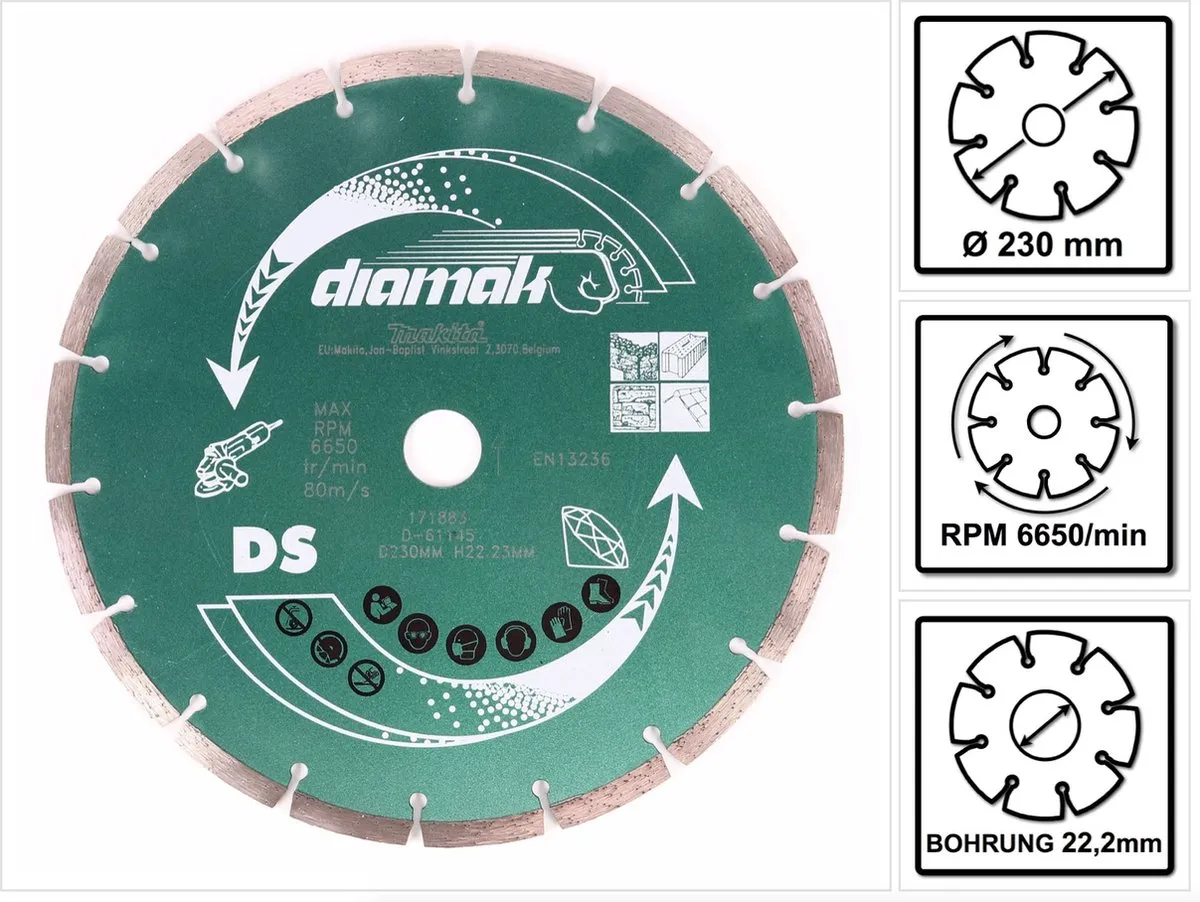 Makita D-61145 Diamantschijf 230mm - Steen/Beton - afbeelding 6 van 6