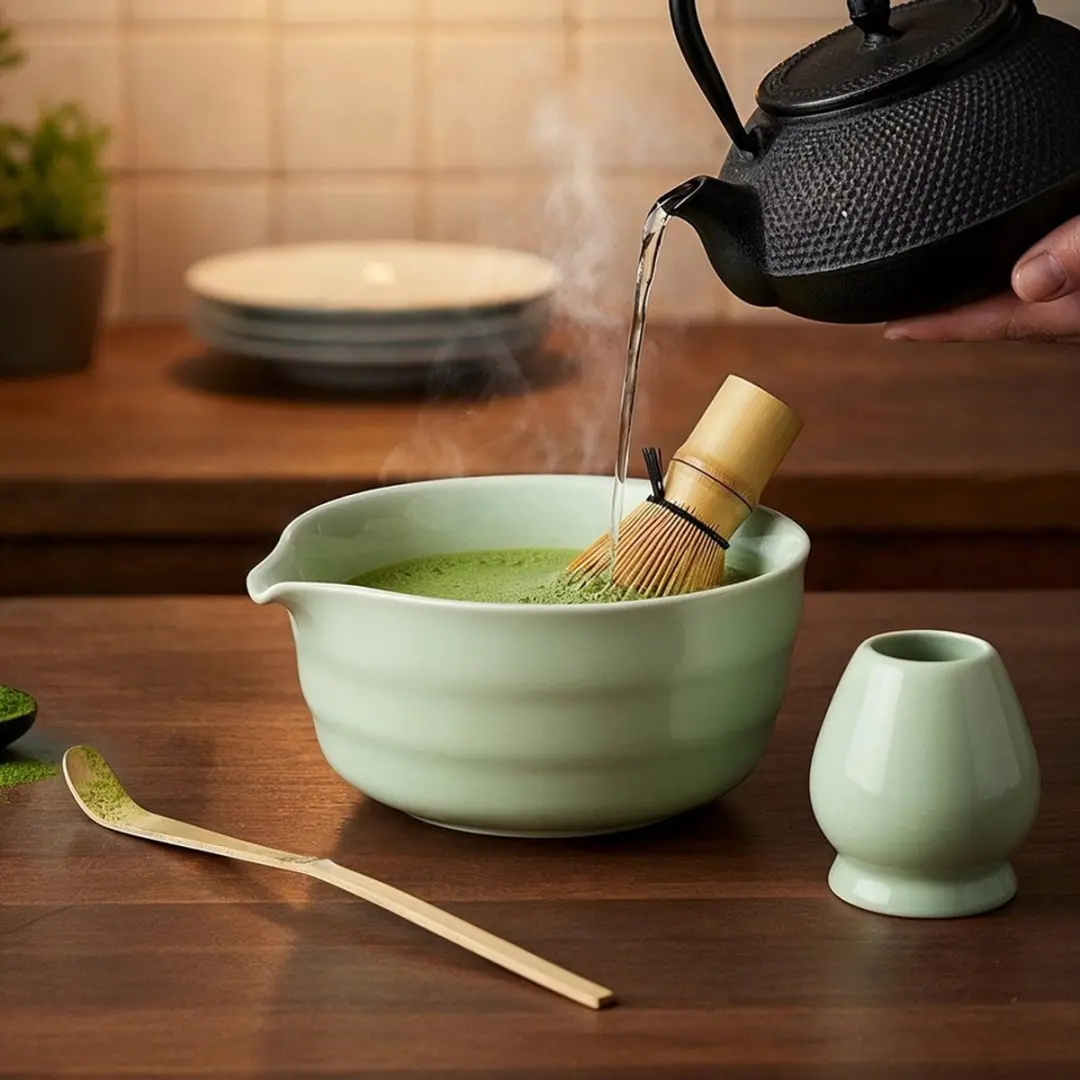 Orion Luxe Matcha Set 4-delig - Keramiek Groen - afbeelding 2 van 5