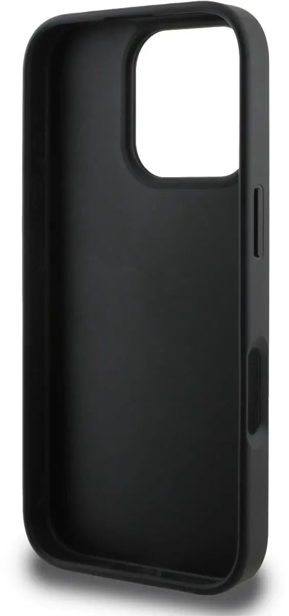 GUESS Hoesje iPhone 16 Pro Glitters & Metaal Logo - Zwart GUHCP16LHG4SGK