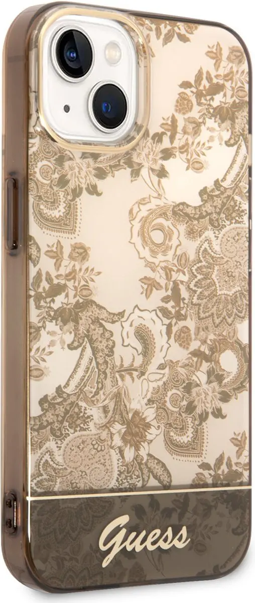 GUESS Toile de Jouy Back Case - iPhone 14 - Bruin
