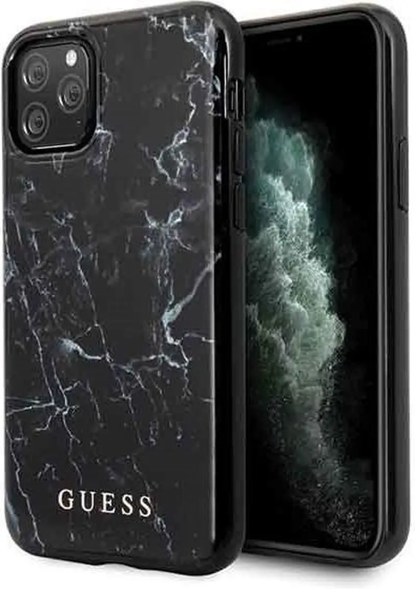 GUESS Marble Design TPU Backcover S212-2 - iPhone 11 Pro - Zwart