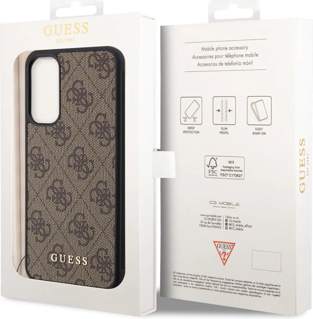 GUESS Samsung Galaxy A34 Hoesje Charm Back Cover - Bruin