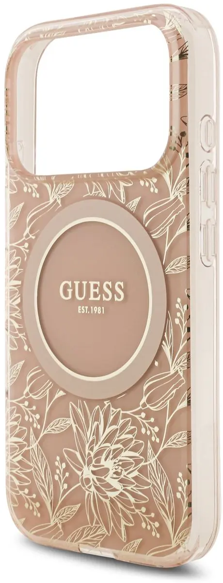 Guess IML Flowers Allover iPhone 17 Pro Hoesje - Roze