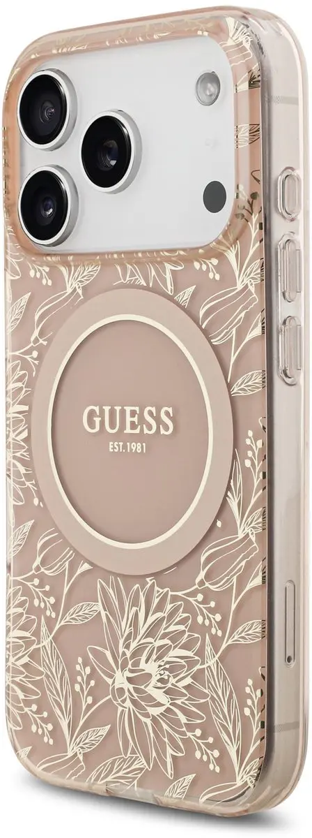 Guess IML Flowers Allover iPhone 17 Pro Hoesje - Roze