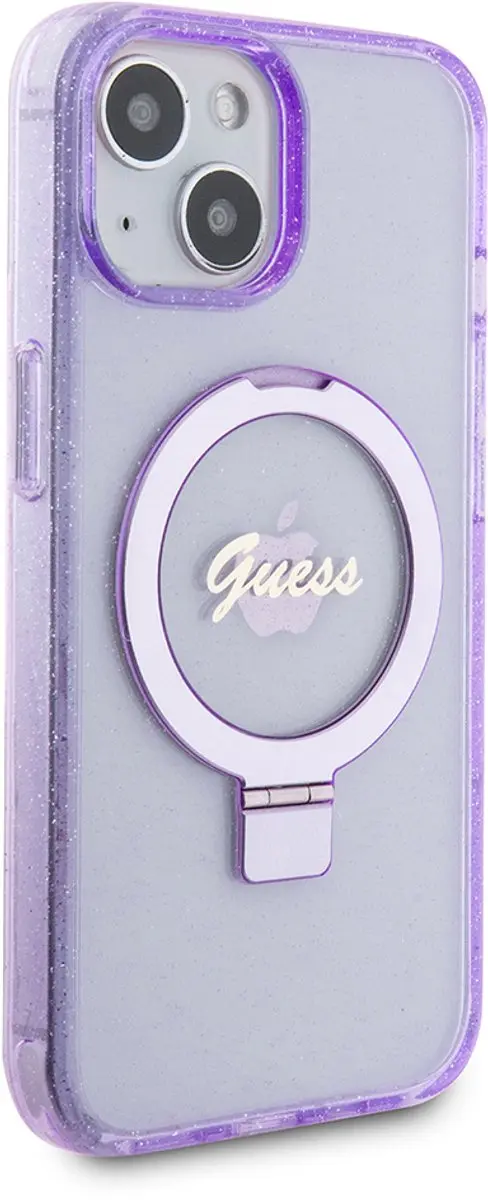 GUESS Ring Glitter Back Case - Paars - iPhone 15 Plus - afbeelding 6 van 6