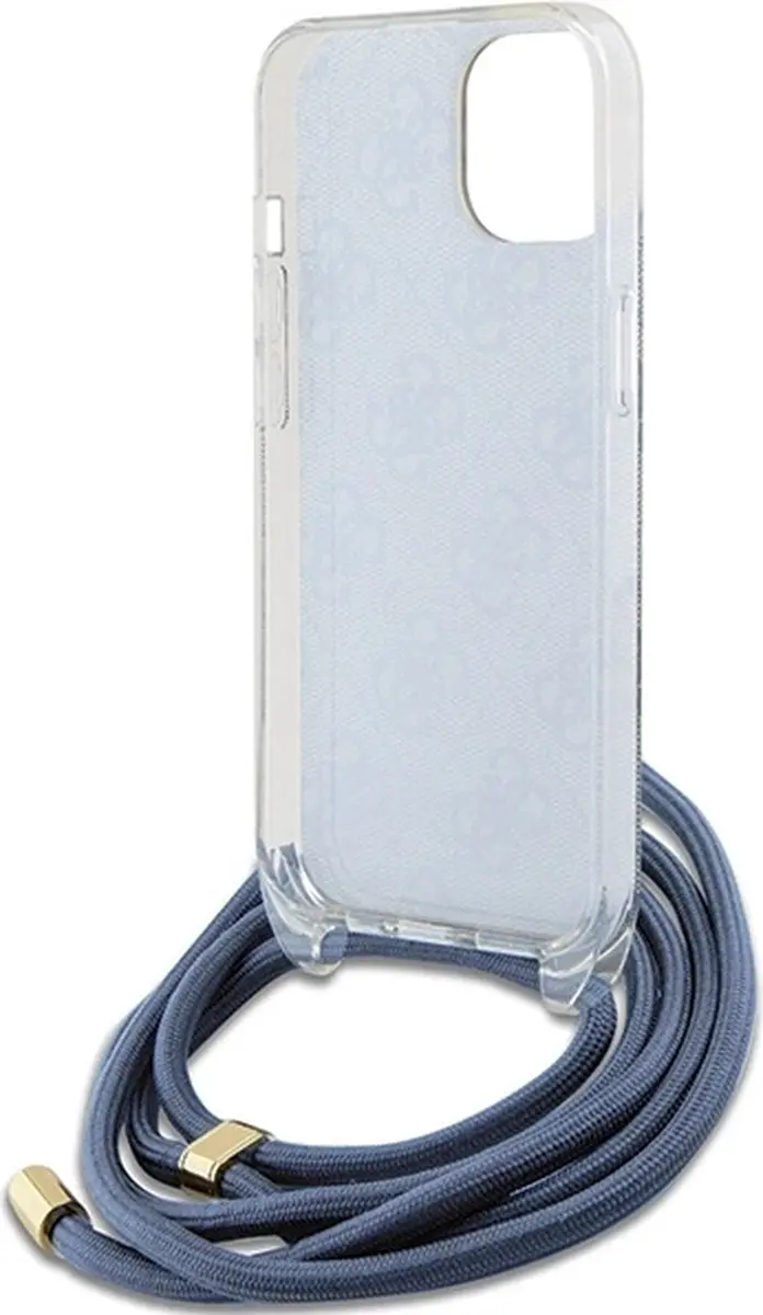 Guess 4G Printed Crossbody Hoes iPhone 15 - Blauw