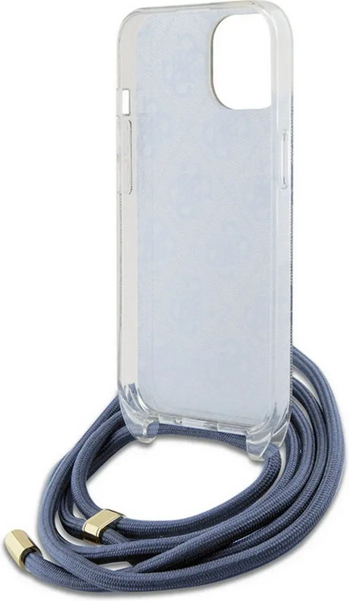 Guess 4G Printed Crossbody Hoes iPhone 15 - Blauw
