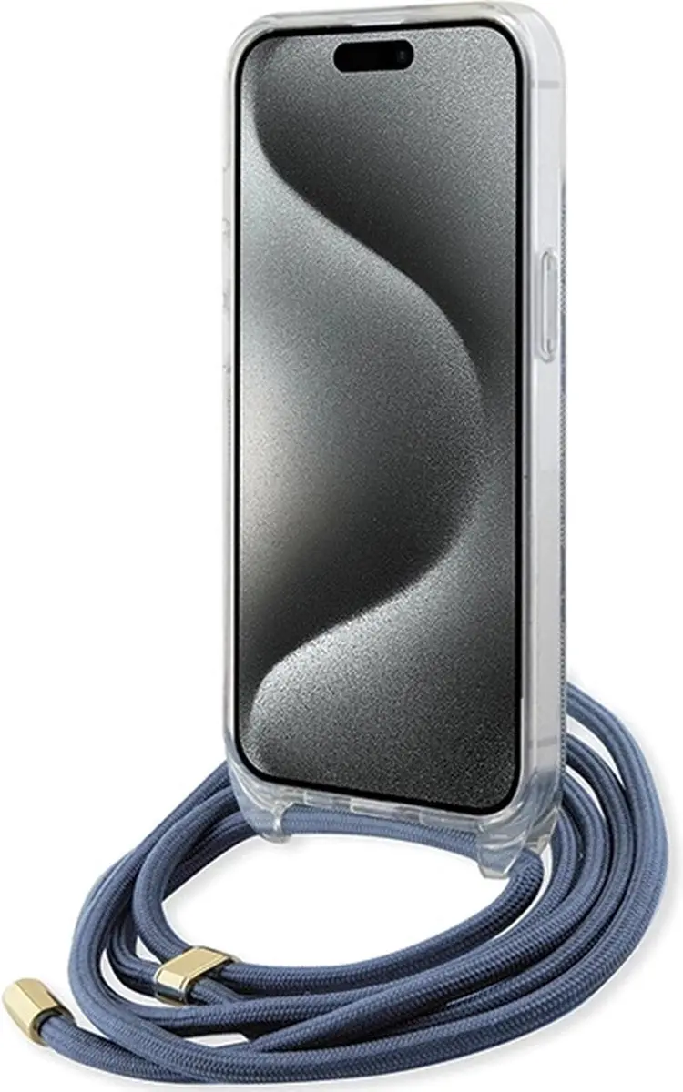 Guess 4G Printed Crossbody Hoes iPhone 15 - Blauw - afbeelding 6 van 6