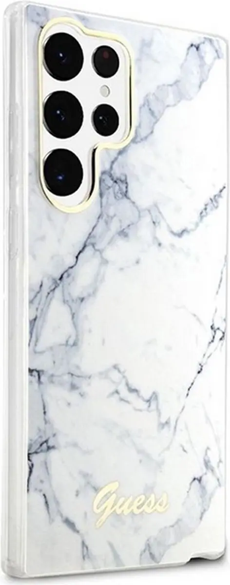 Guess Samsung Galaxy S23 Ultra Hoesje - Marmer Wit