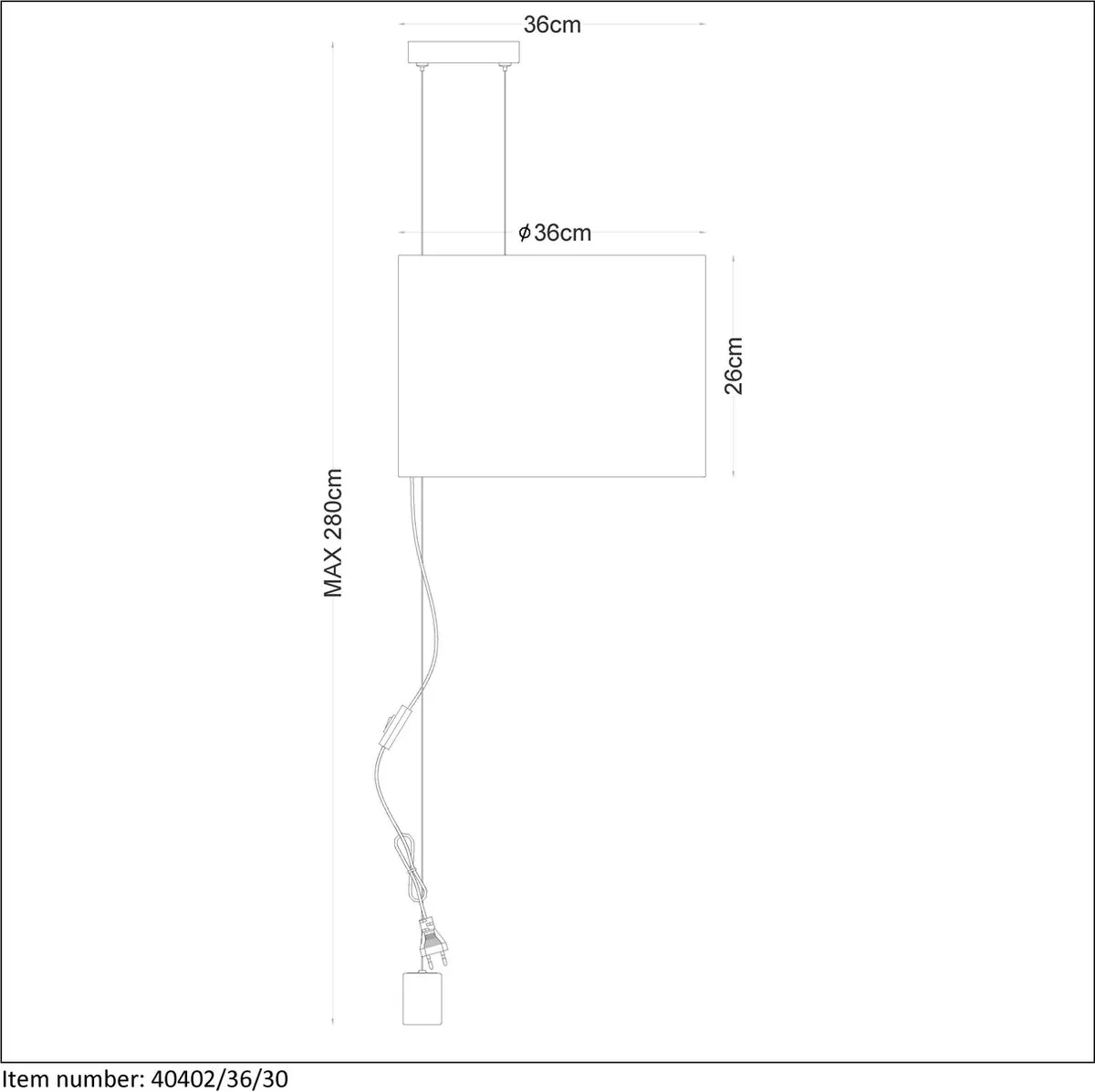 Lucide Saxen Hanglamp Ø36cm - E27 - Zwart