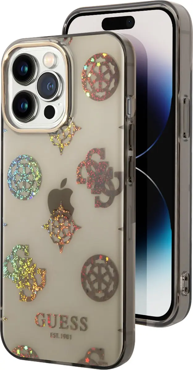 GUESS 4G Peony Glitter Back Case iPhone 14 Pro