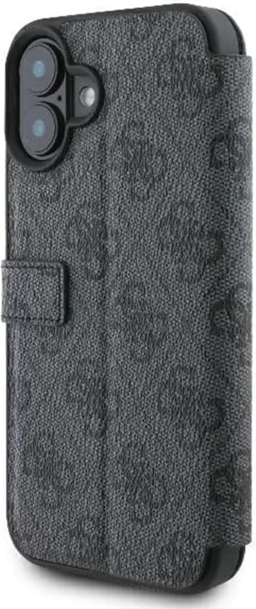 Guess 4G Big Metal Logo Book Wallet Case iPhone 16 Plus - Zwart