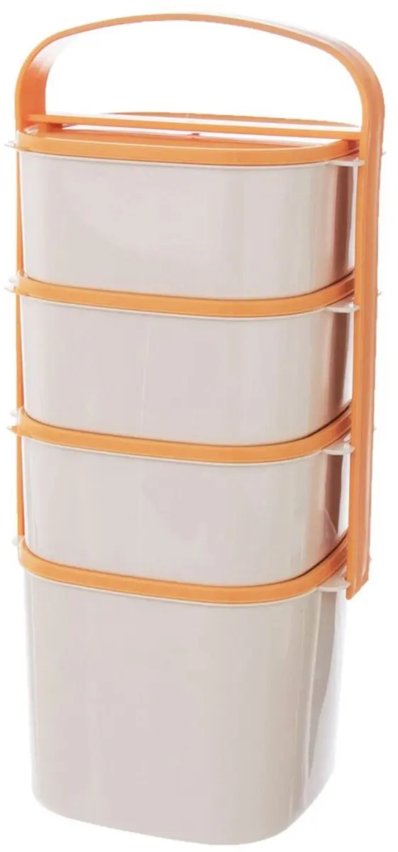 Orion Vierlaags Lunchbox 5,45L - 4 Vakken Beige/Oranje