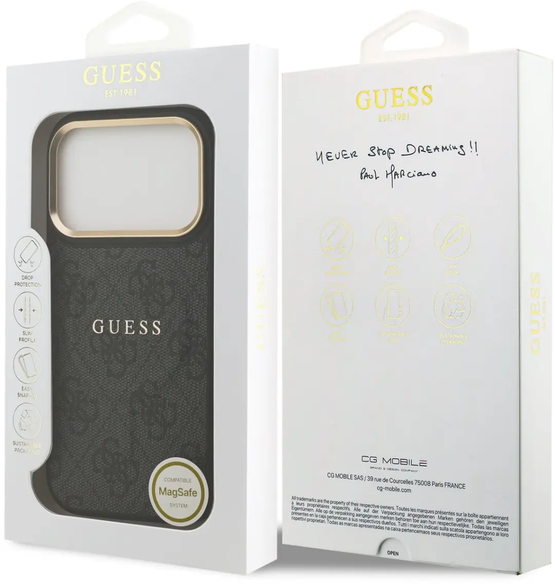 GUESS Back Cover iPhone 17 Pro 14714 - PU Leer - MagSafe - Zwart