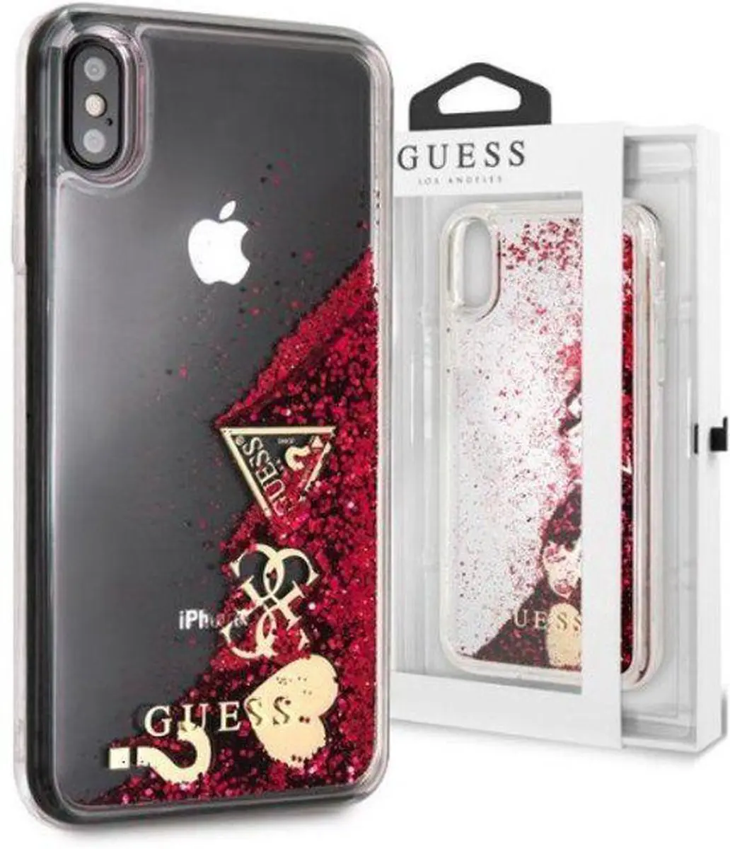 Guess Hardcase iPhone X/XS - Rood Glitter
