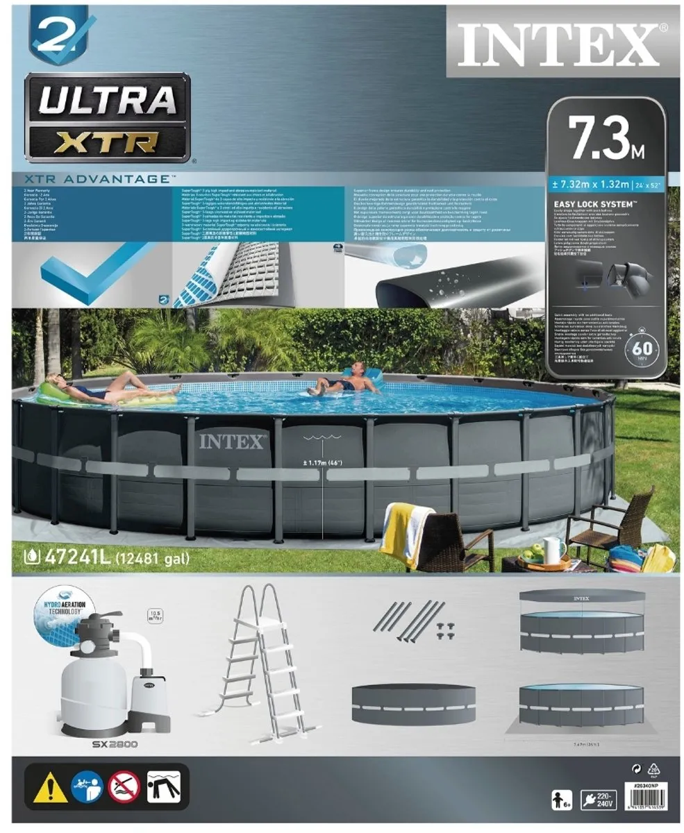 Intex Ultra XTR Frame Opzetzwembad 732cm - 47.241L - Donkergrijs