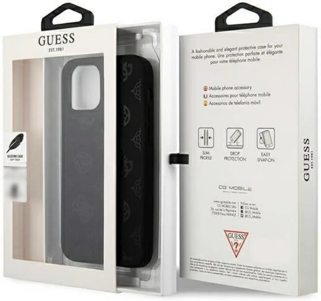 GUESS Peony Silicone Back Case iPhone 12/12 Pro - Zwart