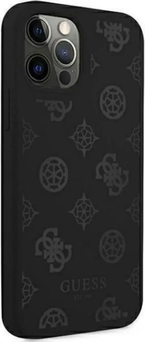GUESS Peony Silicone Back Case iPhone 12/12 Pro - Zwart