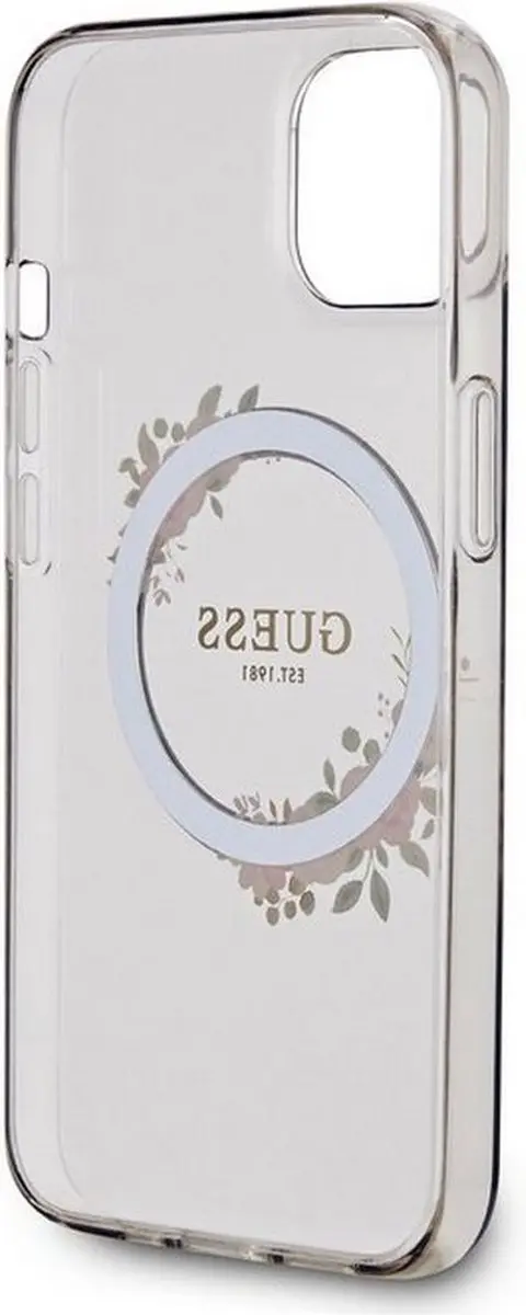 GUESS Glossy Ring Back Case MagSafe - iPhone 13 - Zwart