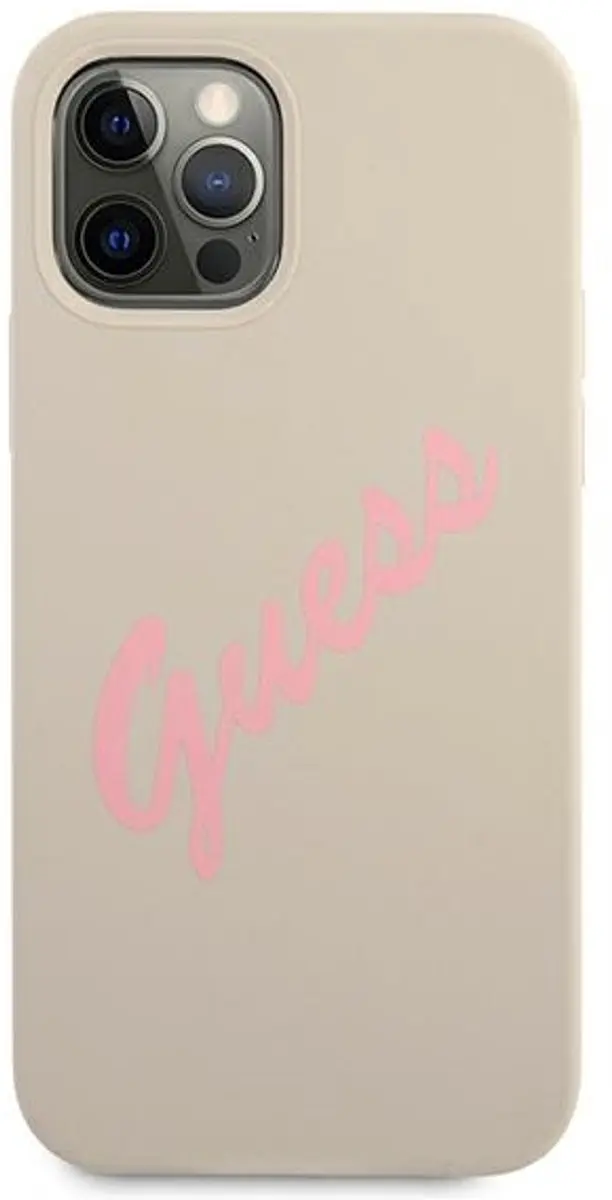 GUESS Silicone Vintage Hoesje iPhone 12 Pro Max - Stone