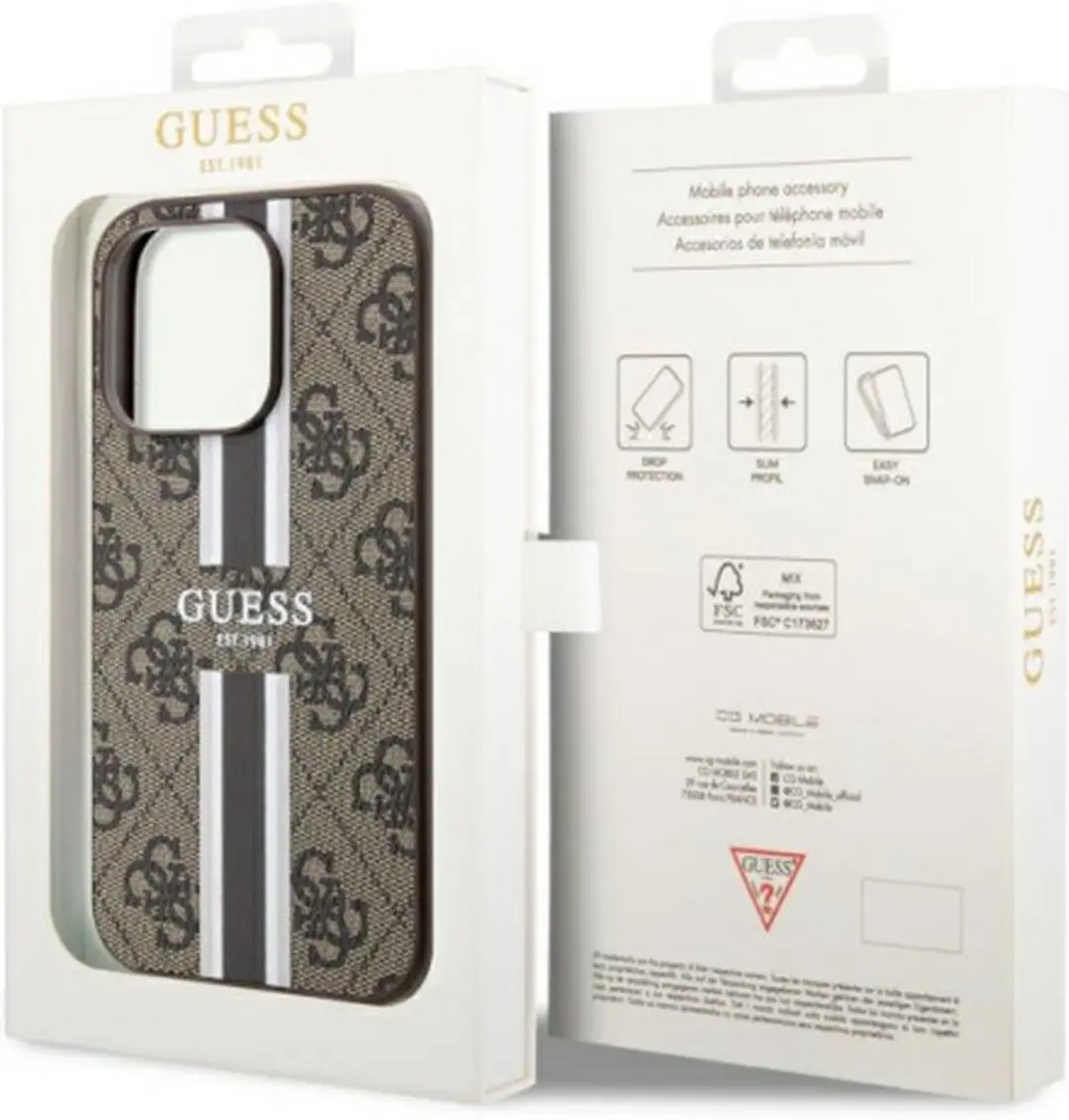 GUESS 4G Printed Stripe Back Case - iPhone 14 Pro Max - Bruin