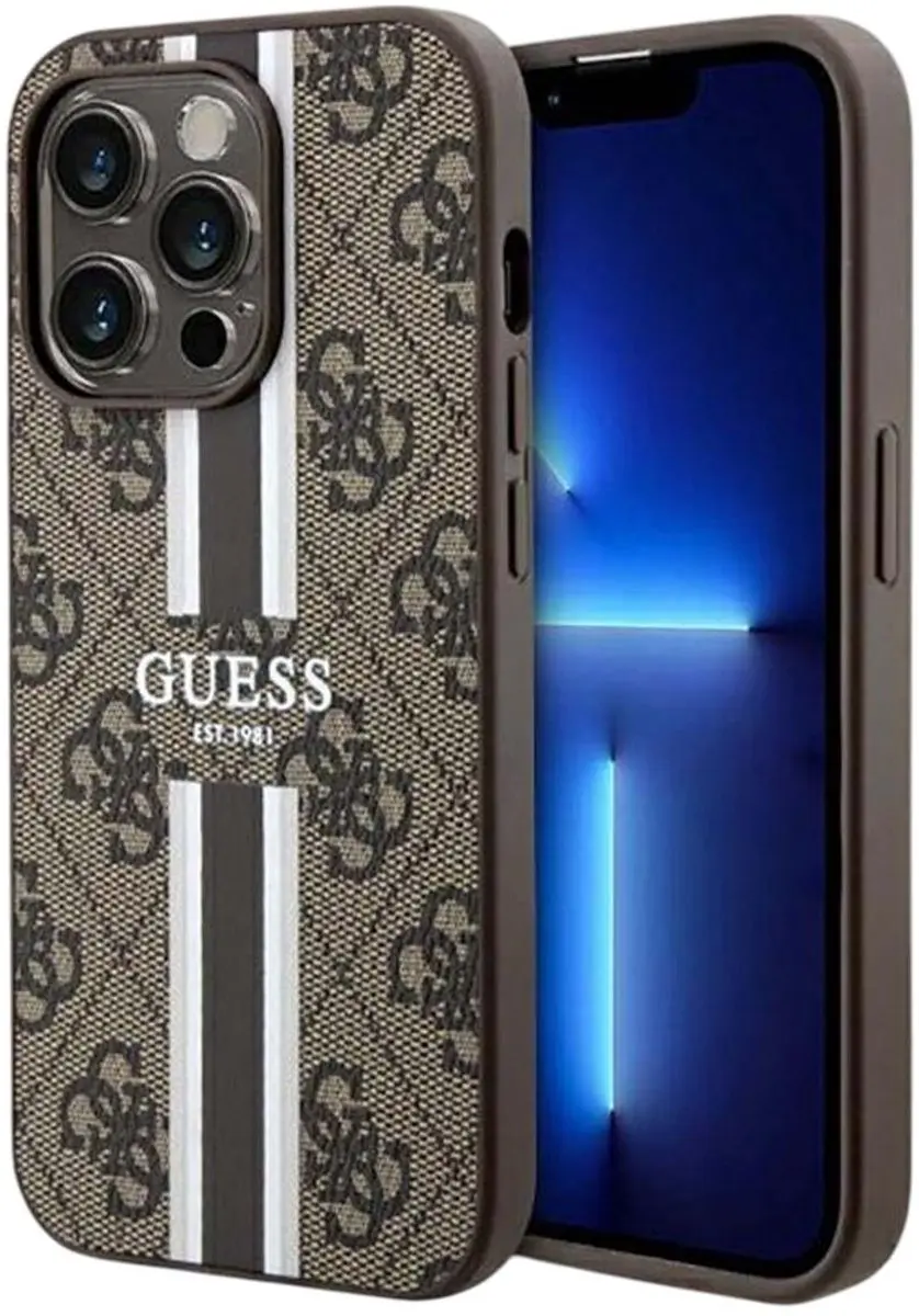 GUESS 4G Printed Stripe Back Case - iPhone 14 Pro Max - Bruin