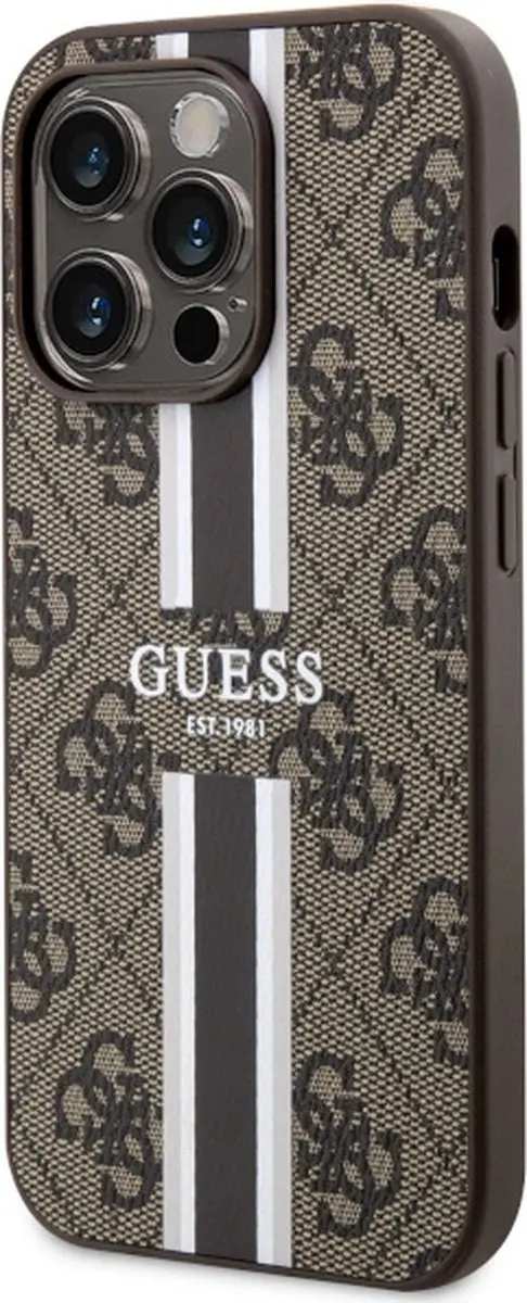 GUESS 4G Printed Stripe Back Case - iPhone 14 Pro Max - Bruin