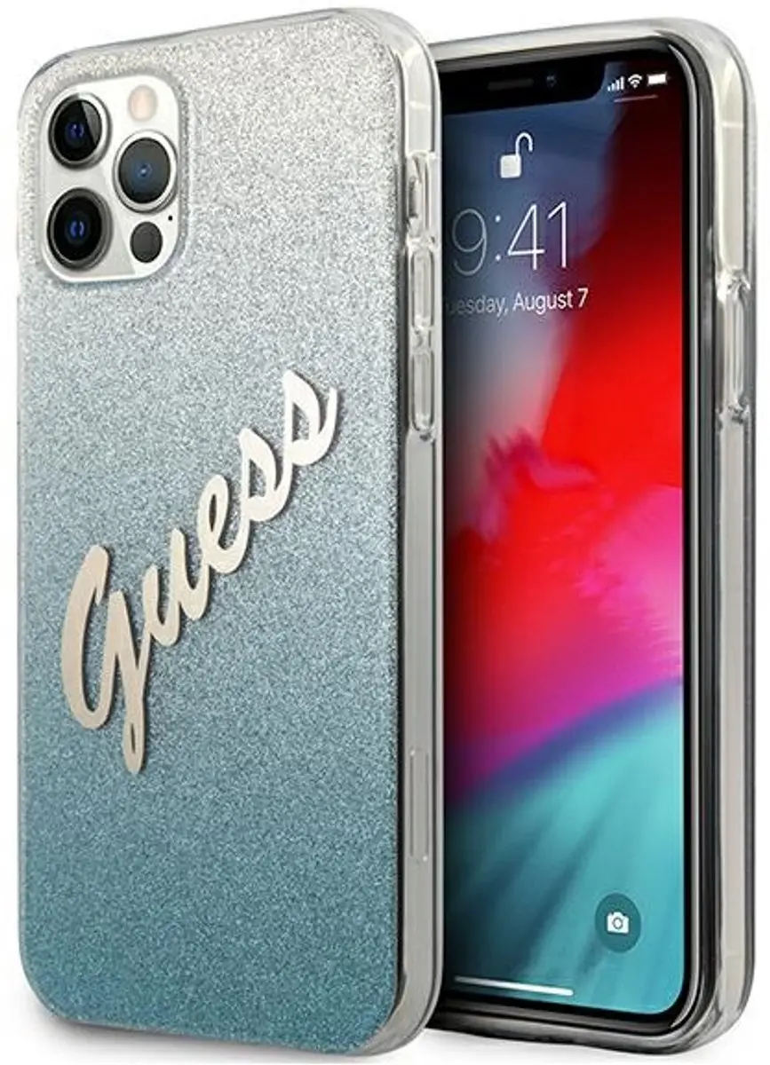 Guess iPhone 12 Hoesje Glitter Gradient Script