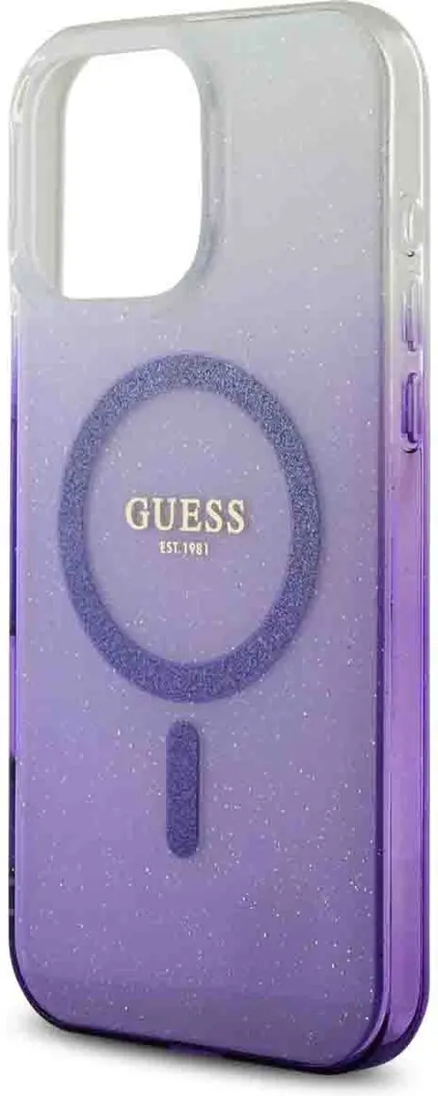 GUESS MagSafe Glitter Gradient Hoes iPhone 16 Pro Max - Paars
