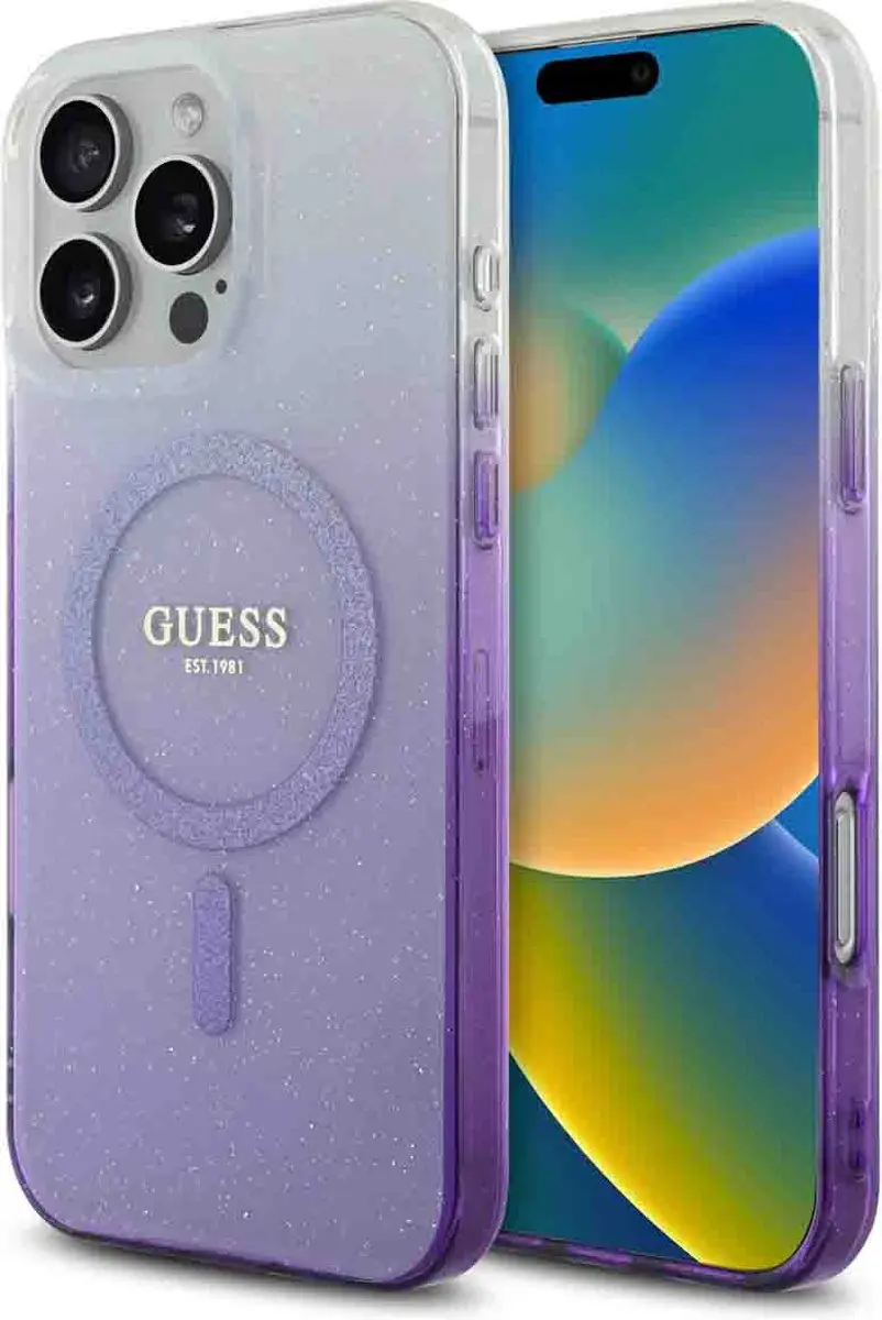 GUESS MagSafe Glitter Gradient Hoes iPhone 16 Pro Max