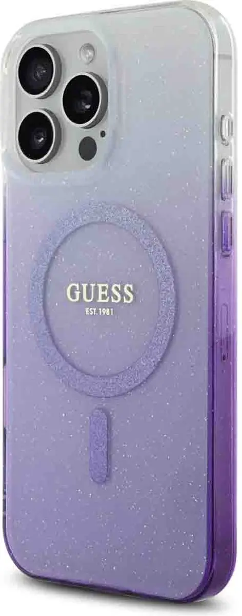 GUESS MagSafe Glitter Gradient Hoes iPhone 16 Pro Max - Paars
